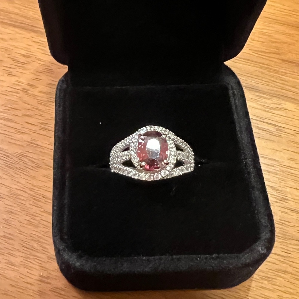Pink Zircon Sterling Silver Ring Size 8.75